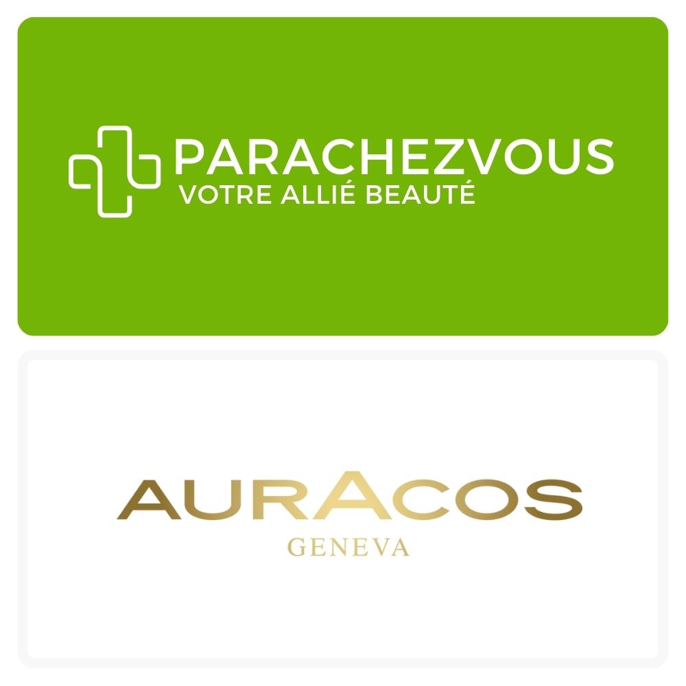 Logo de la marque auracos maroc et celui de la parapharmacie en ligne parachezvous
