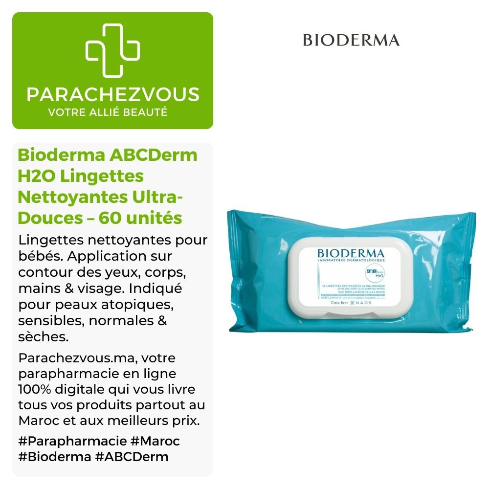 Bioderma ABCDerm H2O Lingettes Nettoyantes Ultra-Douces - 60 Unités Maroc