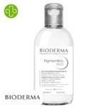 Produit de la marque Bioderma Pigmentbio H2O Eau Micellaire Éclaircissante - 250ml sur un fond blanc avec un logo Parachezvous et celui de de la marque Bioderma