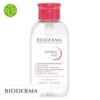 Produit de la marque Bioderma Sensibio H2O Eau Micellaire Démaquillante Apaisante Pompe Inversée - 500ml sur un fond blanc avec un logo Parachezvous et celui de de la marque Bioderma