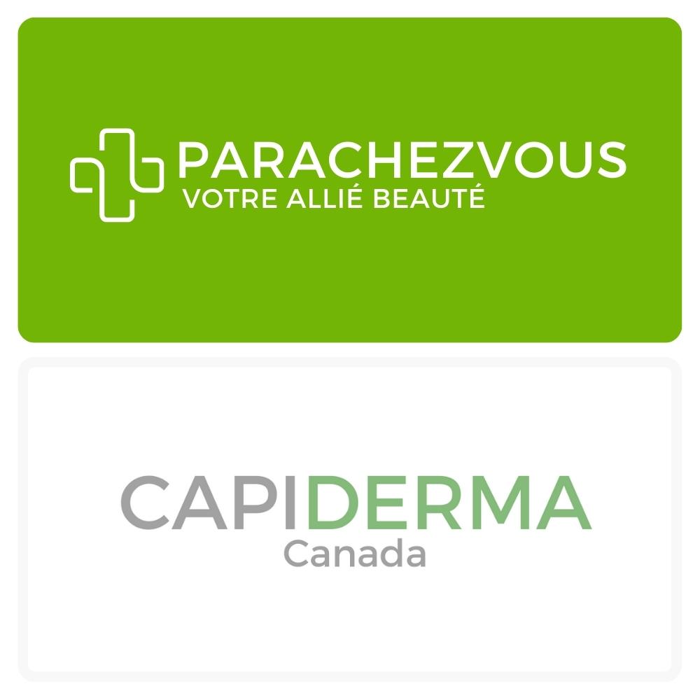 Logo de la marque capiderma maroc et celui de la parapharmacie en ligne parachezvous