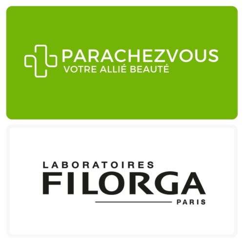 Logo de la marque filorga maroc et celui de la parapharmacie en ligne parachezvous