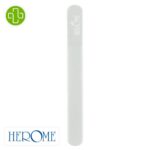Produit de la marque Herôme Lime à Ongles en Verre Format Voyage sur un fond blanc avec un logo Parachezvous et celui de de la marque Herôme