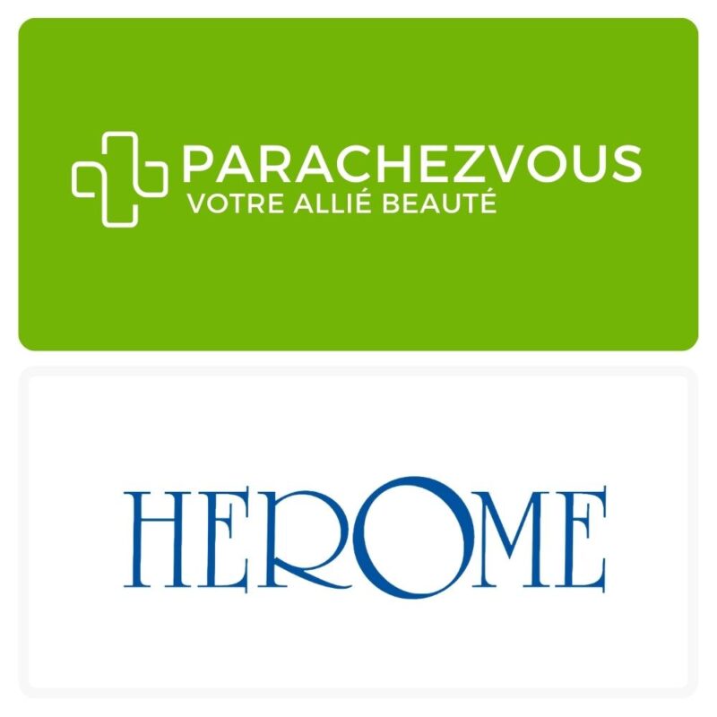 Logo de la marque herôme maroc et celui de la parapharmacie en ligne parachezvous
