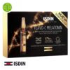 Produit de la marque Isdin Isdinceutics Flavo-C Melatonin Sérum de Nuit - 30 Ampoules sur un fond blanc avec un logo Parachezvous et celui de la marque ISDIN