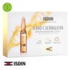 Produit de la marque Isdin Isdinceutics Flavo-C Ultraglican Sérum Anti-Oxydant de Jour - 30 Ampoules sur un fond blanc avec un logo Parachezvous et celui de la marque ISDIN