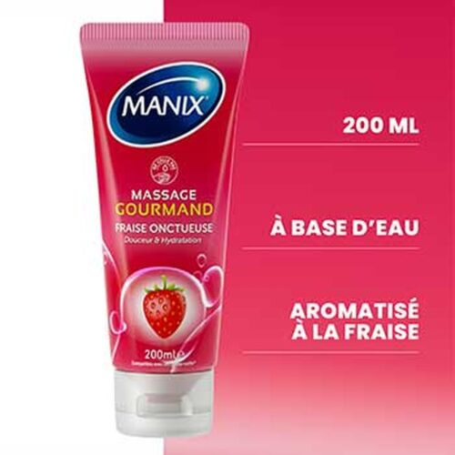 Manix Gel De Massage Gourmand Fraise Comestible Douceur Hydratation 200ml 2