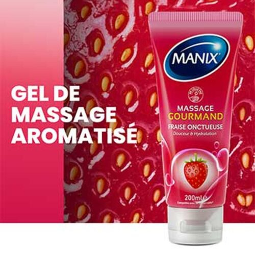 Manix Gel De Massage Gourmand Fraise Comestible Douceur Hydratation 200ml 3