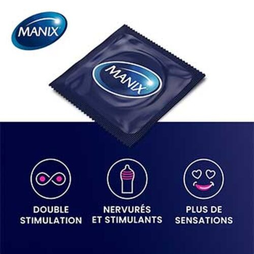 Manix Preservatif Xtra Pleasure Double Extase Nervure Forme Stimulante 10u 3