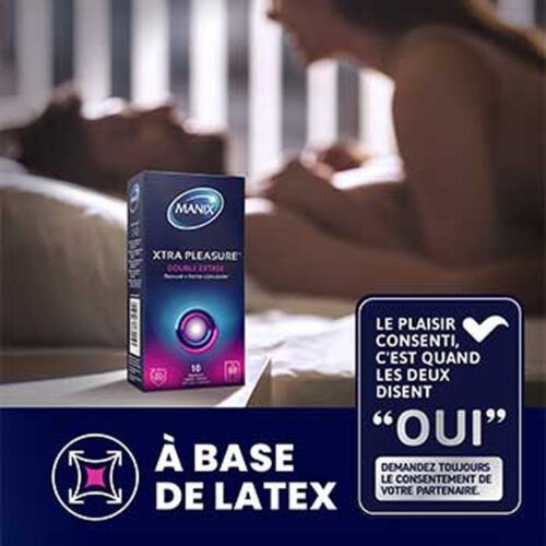 Manix Preservatif Xtra Pleasure Double Extase Nervure Forme Stimulante 10u 4