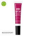 Produit de la marque Novexpert Ha Lip Up Soin Lèvres Volumateur Nourrissant & Anti-Âge - 8ml sur un fond blanc avec un logo Parachezvous et celui de de la marque Novexpert