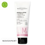 Produit de la marque Novexpert Mg Masque Détox Crème Argile Rose Anti-Pollution Apaisant - 75ml sur un fond blanc avec un logo Parachezvous et celui de de la marque Novexpert