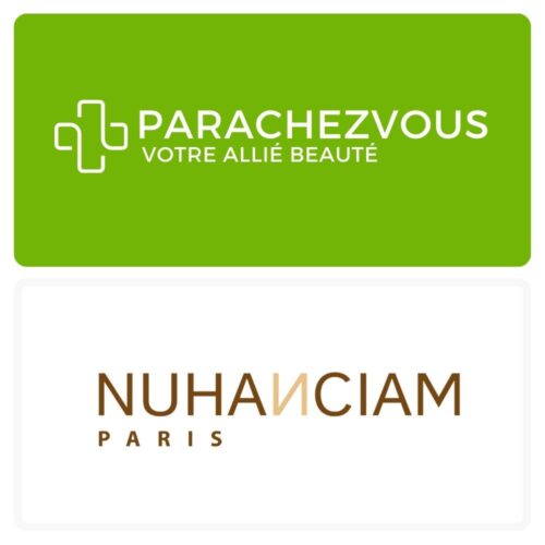 Logo de la marque nuhanciam maroc et celui de la parapharmacie en ligne parachezvous