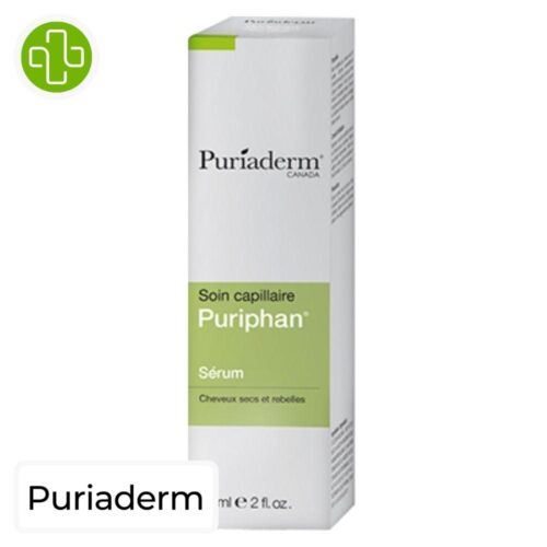 Produit de la marque Puriaderm Puriphan Sérum Nourrissant - 60ml sur un fond blanc avec un logo Parachezvous et celui de de la marque Puriaderm