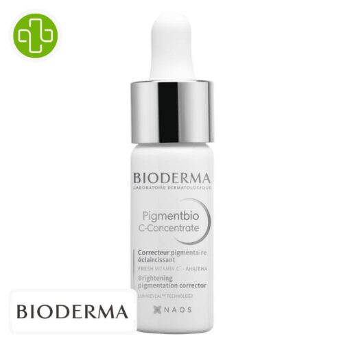 Produit de la marque Bioderma Pigmentbio C-Concentrate Correcteur Pigmentaire Éclaircissant - 15ml sur un fond blanc avec un logo Parachezvous et celui de de la marque Bioderma