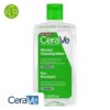 Produit de la marque CeraVe Eau Micellaire Peaux Normales à Sèches - 295ml sur un fond blanc avec un logo Parachezvous et celui de de la marque CeraVe