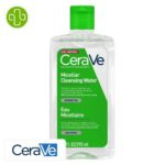 Produit de la marque CeraVe Eau Micellaire Peaux Normales à Sèches - 295ml sur un fond blanc avec un logo Parachezvous et celui de de la marque CeraVe