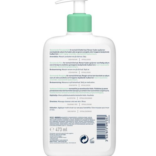 Cerave Gel Moussant Nettoyant Peau Normale A Grasse 473ml 6