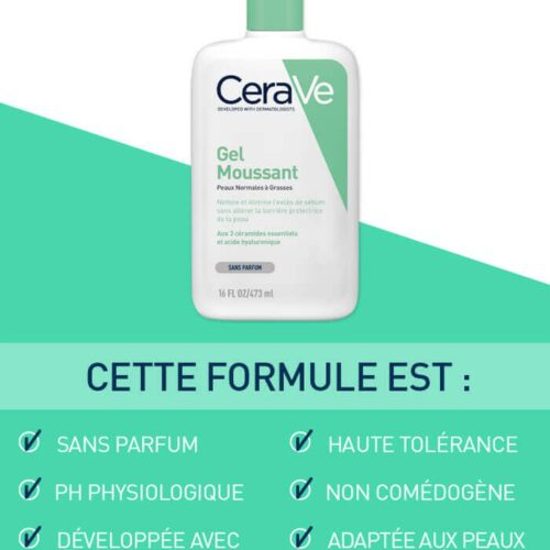 Cerave Gel Moussant Nettoyant Peau Normale A Grasse 473ml 8