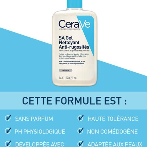 Cerave Sa Gel Nettoyant Anti Rugosites Peau Seche Rugueuse Squameuse 473ml 3