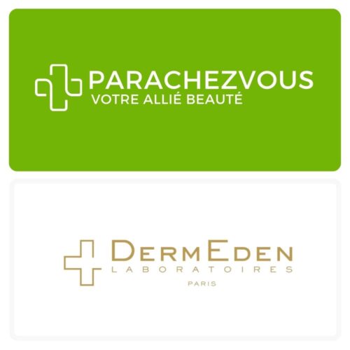 Logo de la marque dermeden maroc et celui de la parapharmacie en ligne parachezvous