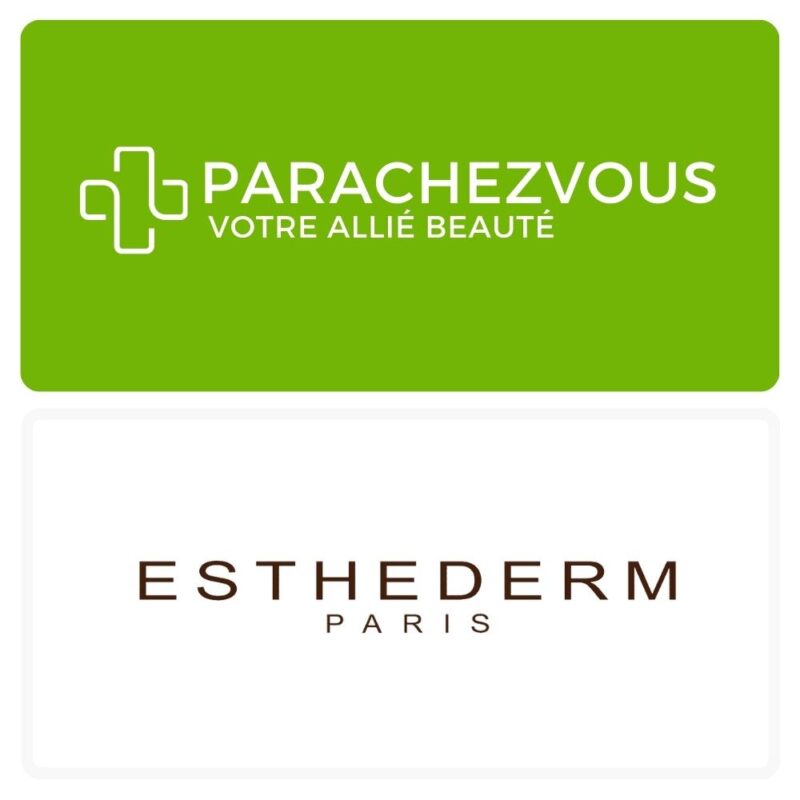 Logo de la marque esthederm maroc et celui de la parapharmacie en ligne parachezvous