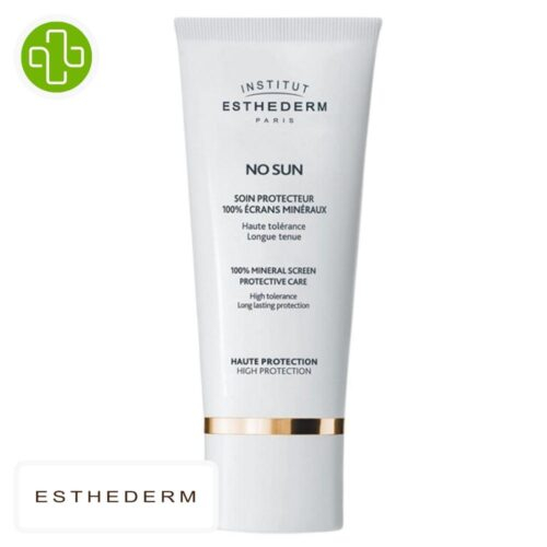 Produit de la marque Esthederm No Sun Crème Solaire Invisible Minérale - 50ml sur un fond blanc avec un logo Parachezvous celui de de la marque Esthederm