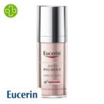 Produit de la marque Eucerin Anti-Pigment Sérum Duo Anti-Taches Jour & Nuit - 30ml sur un fond blanc avec un logo Parachezvous et celui de de la marque Eucerin