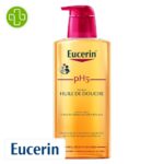 Produit de la marque Eucerin Ph5 Huile de Douche Protectrice - 400ml sur un fond blanc avec un logo Parachezvous et celui de de la marque Eucerin