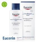 Produit de la marque Eucerin UreaRepair Émollient Apaisant 5% d'Urée - 250ml sur un fond blanc avec un logo Parachezvous et celui de de la marque Eucerin
