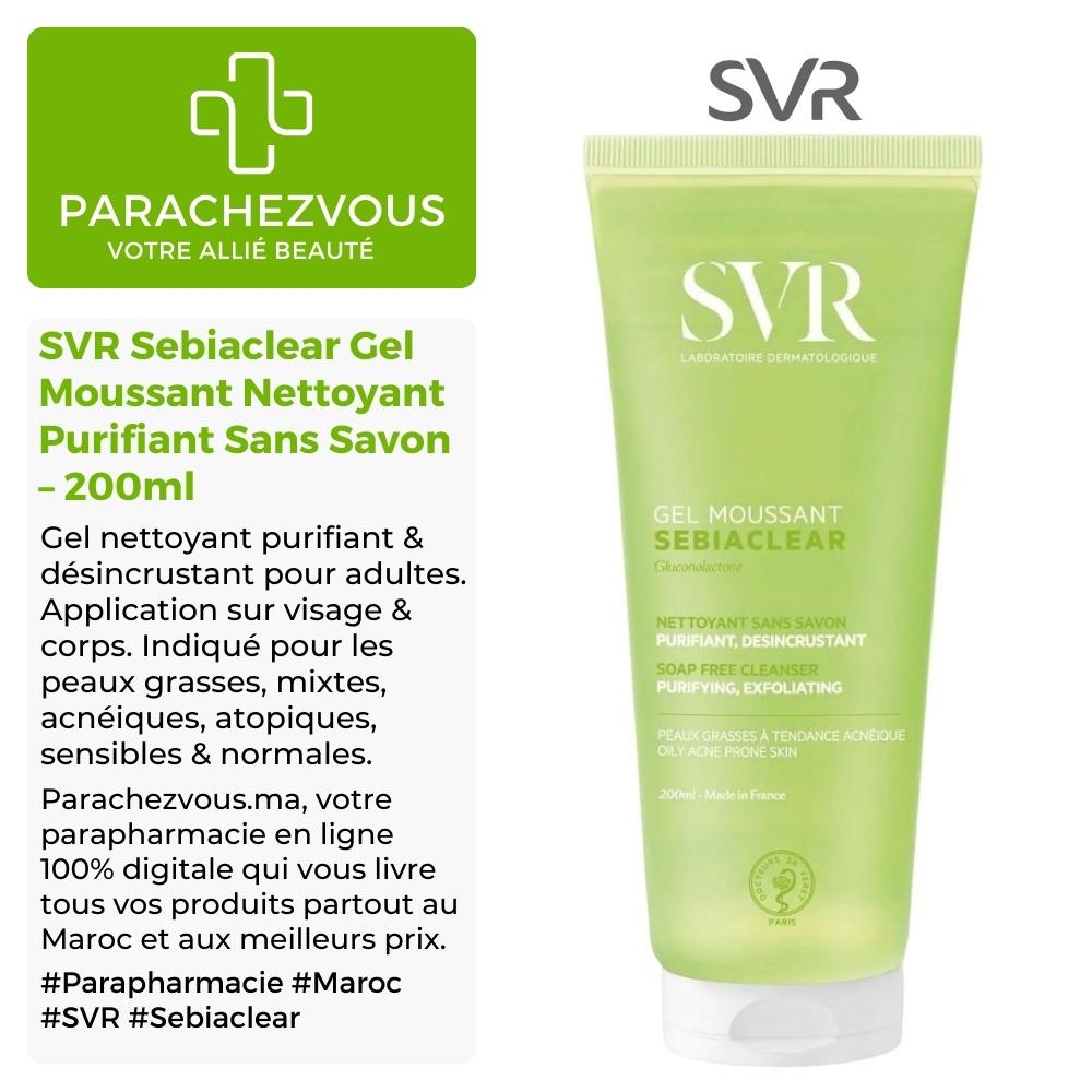 Acheter SVR - *Sebiaclear* - Nettoyant moussant purifiant et désincrustant  visage et corps 200 ml - Peaux sensibles mixtes à grasses