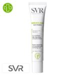 Produit de la marque SVR Sebiaclear Mat + Pores Soin Matifiant Sébo-Régulateur Anti-Pores Dilatés – 40ml sur un fond blanc avec un logo Parachezvous et celui de de la marque SVR