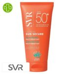 Produit de la marque SVR Sun Secure Extrême Gel Ultra Matifiant Multi-Résistant Spf50 – 50ml sur un fond blanc avec un logo Parachezvous et celui de de la marque SVR