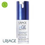 Produit de la marque Uriage Age Protect Contour des Yeux Anti-Rides Multi-Actions - 15ml sur un fond blanc avec un logo Parachezvous et celui de de la marque Uriage
