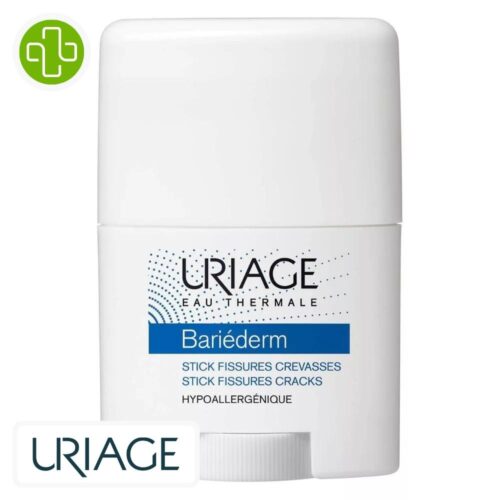Produit de la marque Uriage Bariéderm Stick Fissures & Crevasses - 22g sur un fond blanc avec un logo Parachezvous et celui de de la marque Uriage