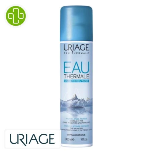 Produit de la marque Uriage Eau Thermale d'Uriage Spray Hydratant Apaisant - 300ml sur un fond blanc avec un logo Parachezvous et celui de de la marque Uriage