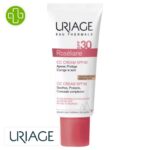 Produit de la marque Uriage Roséliane CC Crème Apaisante Teintée Medium Spf30 – 40ml sur un fond blanc avec un logo Parachezvous et celui de de la marque Uriage