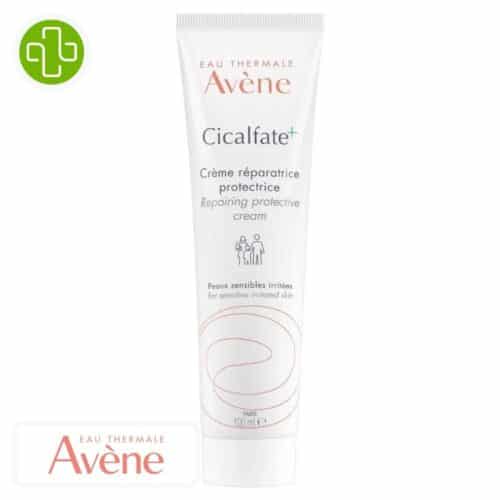 Produit de la marque Avène Cicalfate+ Crème Réparatrice Protectrice - 100ml sur un fond blanc avec un logo Parachezvous et celui de de la marque Avène