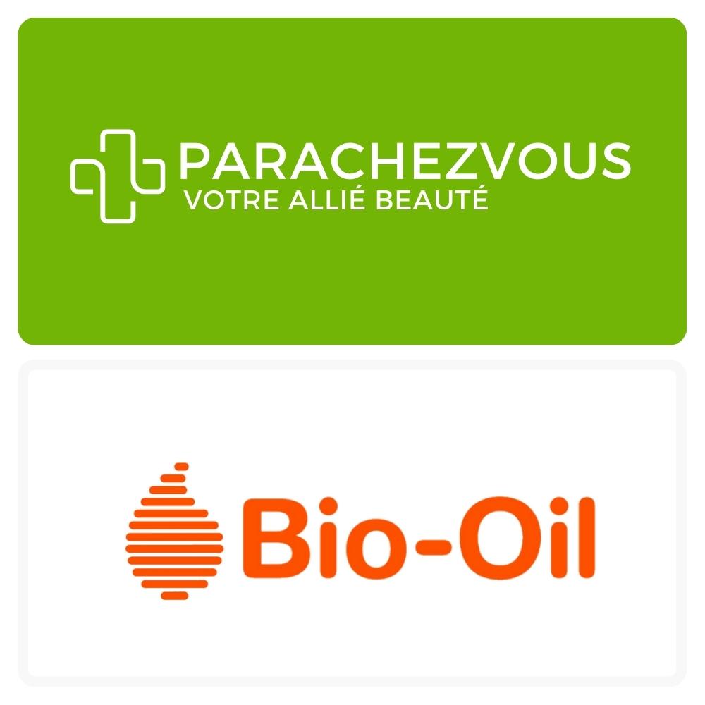 Logo de la marque bio-oil maroc et celui de la parapharmacie en ligne parachezvous