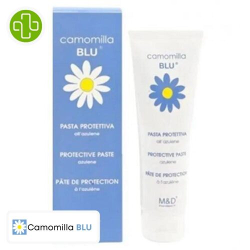 Produit de la marque Camomilla Blu Pâte de Protection - 100ml sur un fond blanc avec un logo Parachezvous et celui de de la marque Camomilla Blu