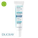 Produit de la marque Ducray Keracnyl Repair Baume Lèvres Nourrissant - 15ml sur un fond blanc avec un logo Parachezvous et celui de la marque DUCRAY