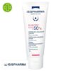 Produit de la marque Isispharma Ruboril Expert Crème Solaire Teintée Anti-Rougeurs Spf50 – 40ml sur un fond blanc avec un logo Parachezvous et celui de de la marque Isispharma