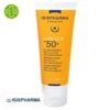 Produit de la marque Isispharma UVEBlock Fluide Solaire Invisible Spf50 – 40ml sur un fond blanc avec un logo Parachezvous et celui de de la marque Isispharma