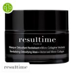 Produit de la marque Resultime Masque Détoxifiant Revitalisant au Micro-Collagène Vectorisé - 50ml sur un fond blanc avec un logo Parachezvous et celui de de la marque Resultime
