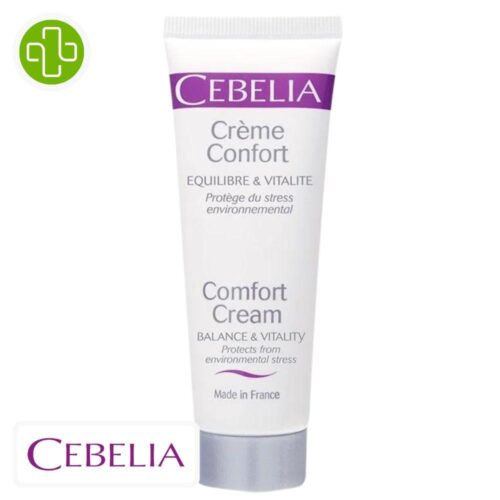 Produit de la marque Cebelia Crème Hydratante Protectrice Confort - 40ml sur un fond blanc avec un logo Parachezvous et celui de de la marque Cebelia