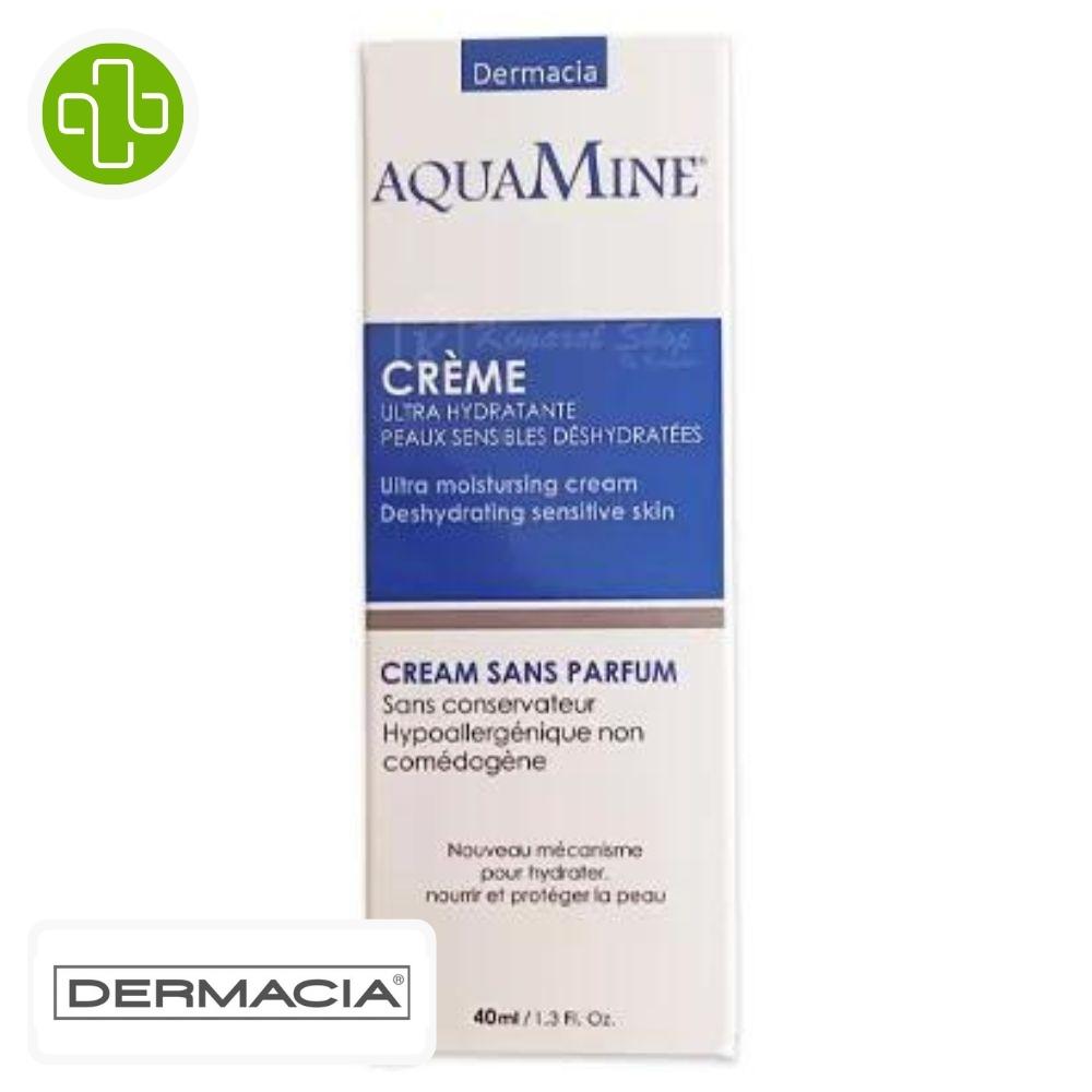 Produit de la marque dermacia aquamine crème ultra-hydratante - 40ml sur un fond blanc avec un logo parachezvous et celui de de la marque dermacia