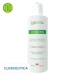 Produit de la marque Cliniceutica Sebioskin Gel Moussant Dermo-Purifiant - 250ml sur un fond blanc avec un logo Parachezvous et celui de de la marque Cliniceutica