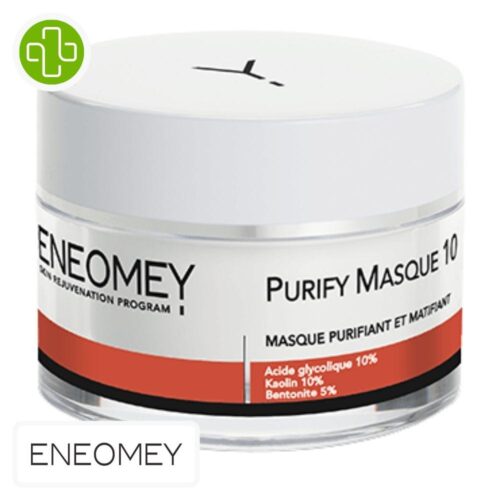 Produit de la marque Eneomey Purify Masque 10 Purifiant Matifiant - 50ml sur un fond blanc avec un logo Parachezvous celui de de la marque Eneomey