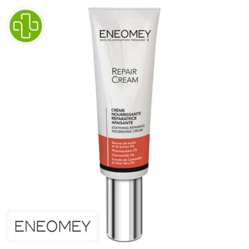 Produit de la marque Eneomey Repair Cream Nourrissante, Réparatrice & Apaisante - 50ml sur un fond blanc avec un logo Parachezvous celui de de la marque Eneomey