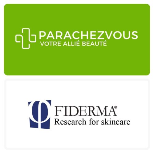 Logo de la marque fiderma maroc et celui de la parapharmacie en ligne parachezvous